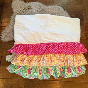 Vintage Caden Lane 3 Tier Ruffle Crib Skirt Cotton Floral Multicolor Boho Chic